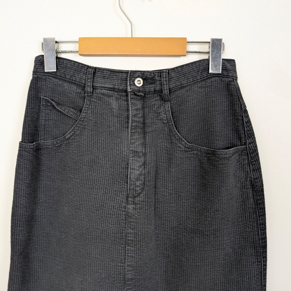 90s Esprit Sport Corduroy Skirt Midi Slit Pencil Dark Velvet - Picture 2 of 9